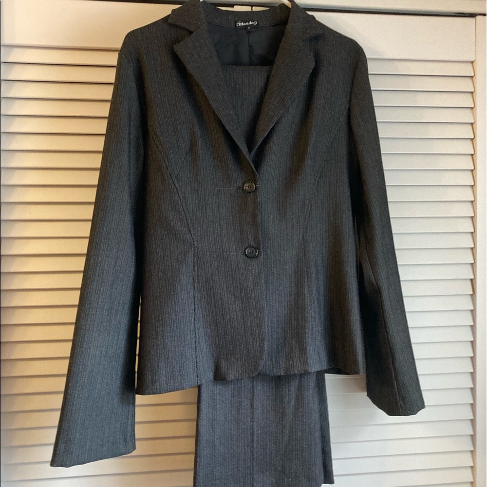Pinstriped grey/black suit